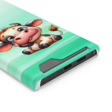 EnchantGuard Phone Case with Card Holder: Style Meets Functionality - Cow