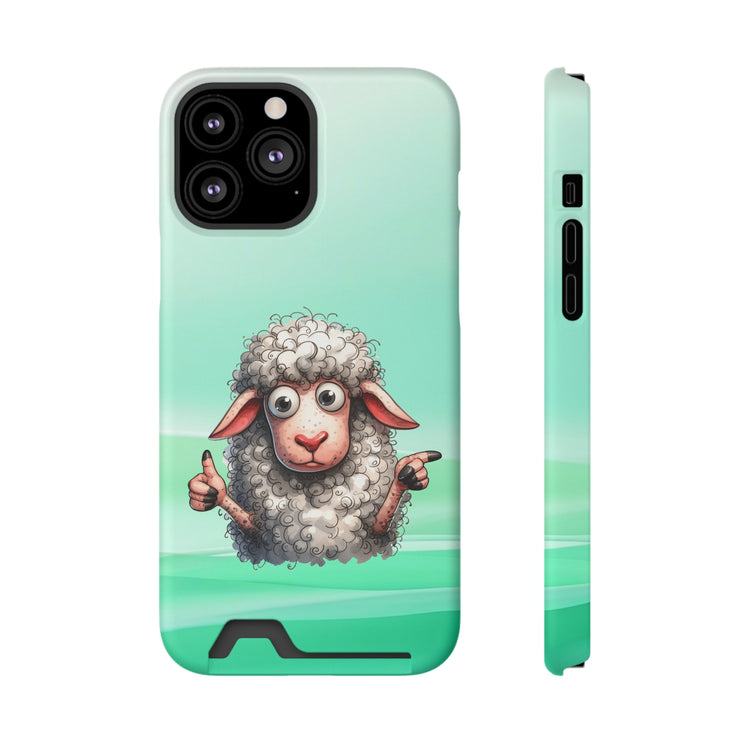 EnchantGuard Phone Case with Card Holder: Style Meets Functionality - Sheep