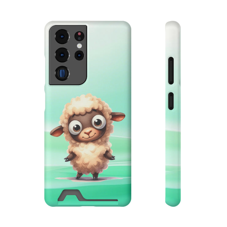 EnchantGuard Phone Case with Card Holder: Style Meets Functionality - Sheep