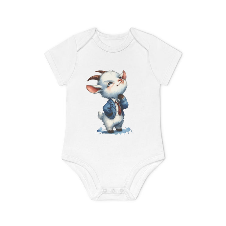 SnuggleNest Organic Baby Bodysuit (Short Sleeves) Goat