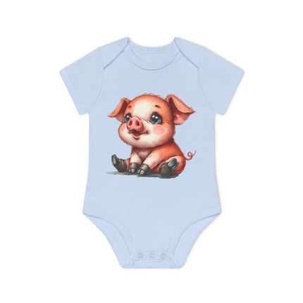 SnuggleNest Organic Baby Bodysuit (Short Sleeves) Pig