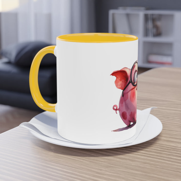 Harmony Two-Tone Coffee Mug: Sip in Style, Revel in Comfort - Pig