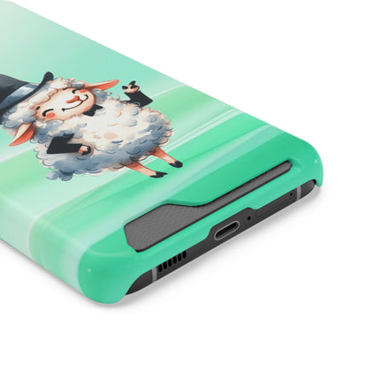 EnchantGuard Phone Case with Card Holder: Style Meets Functionality - Sheep