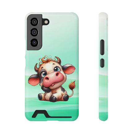 EnchantGuard Phone Case with Card Holder: Style Meets Functionality - Cow