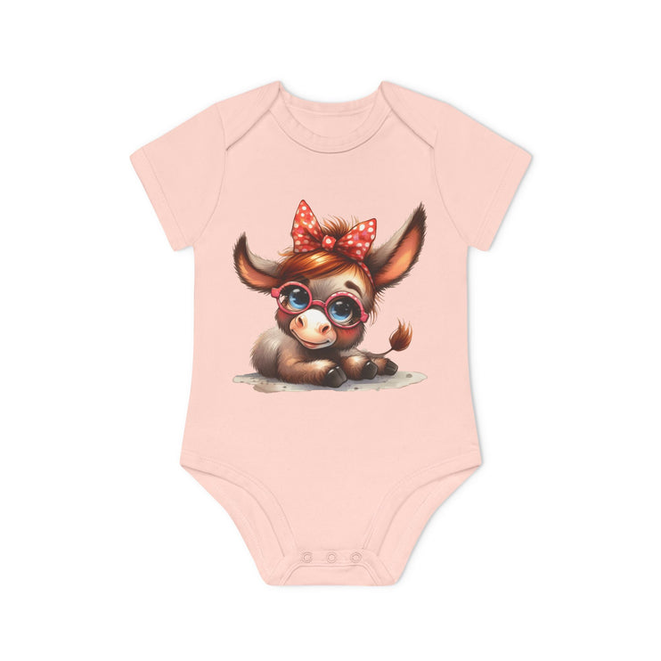 SnuggleNest Organic Baby Bodysuit (Short Sleeves) Donkey