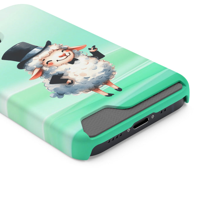 EnchantGuard Phone Case with Card Holder: Style Meets Functionality - Sheep