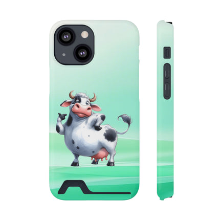 EnchantGuard Phone Case with Card Holder: Style Meets Functionality - Cow