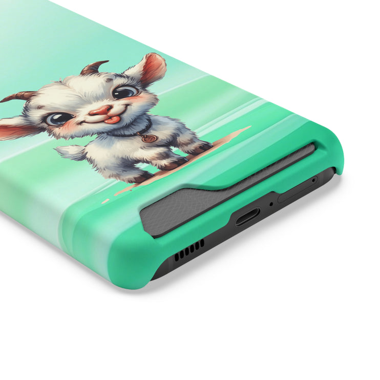 EnchantGuard Phone Case with Card Holder: Style Meets Functionality - Goat