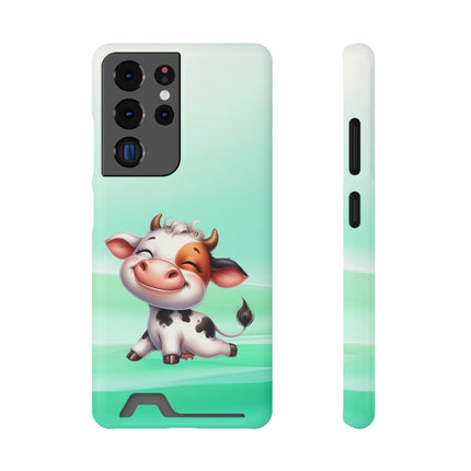 EnchantGuard Phone Case with Card Holder: Style Meets Functionality - Cow