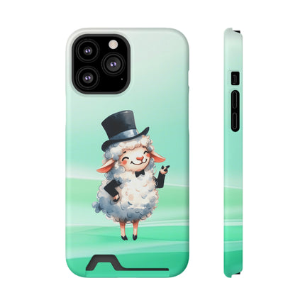 EnchantGuard Phone Case with Card Holder: Style Meets Functionality - Sheep