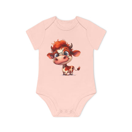 SnuggleNest Organic Baby Bodysuit (Short Sleeves) Cow