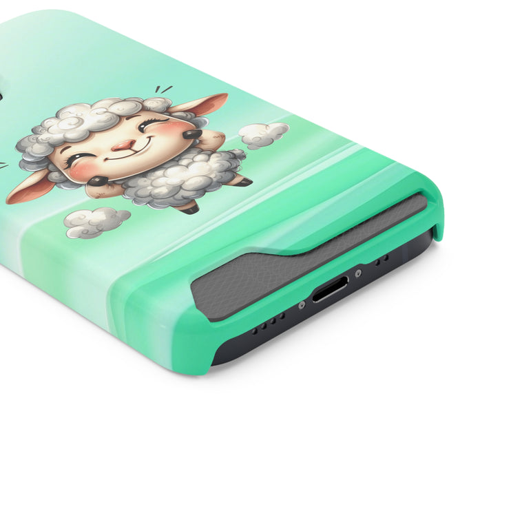 EnchantGuard Phone Case with Card Holder: Style Meets Functionality - Sheep