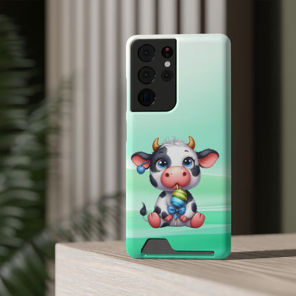 EnchantGuard Phone Case with Card Holder: Style Meets Functionality - Cow