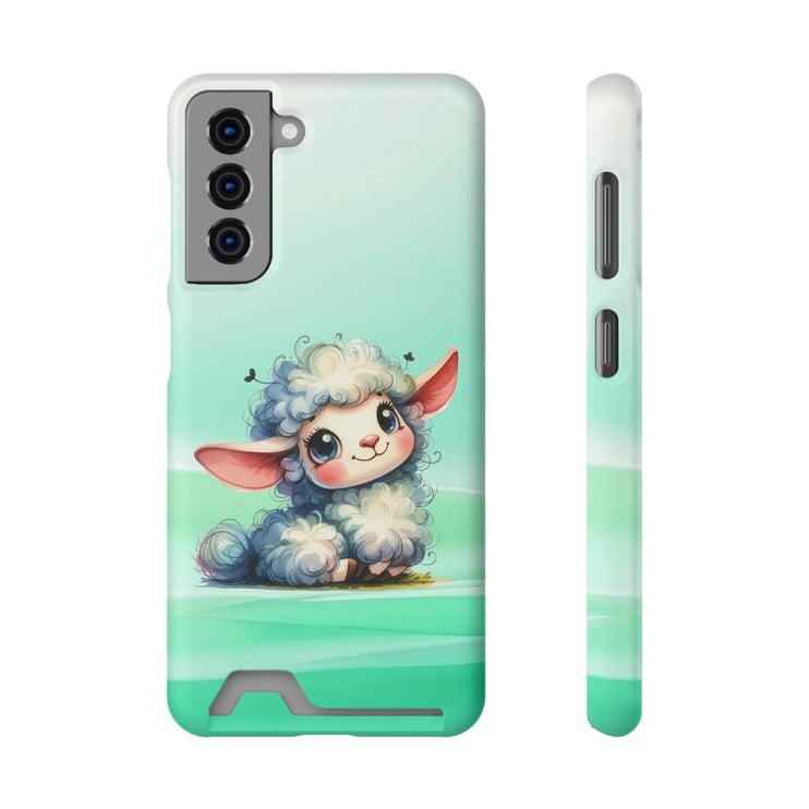 EnchantGuard Phone Case with Card Holder: Style Meets Functionality - Sheep