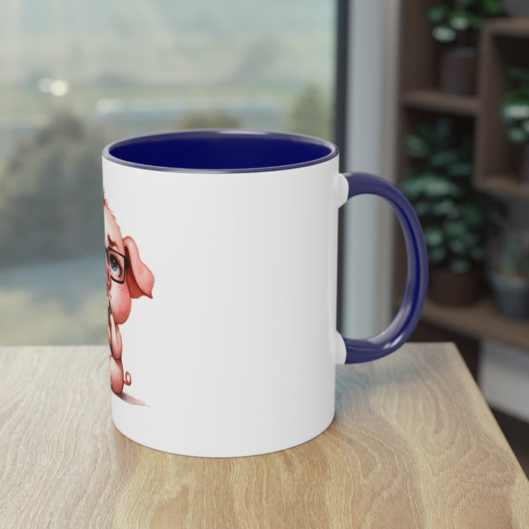 Harmony Two-Tone Coffee Mug: Sip in Style, Revel in Comfort - Pig