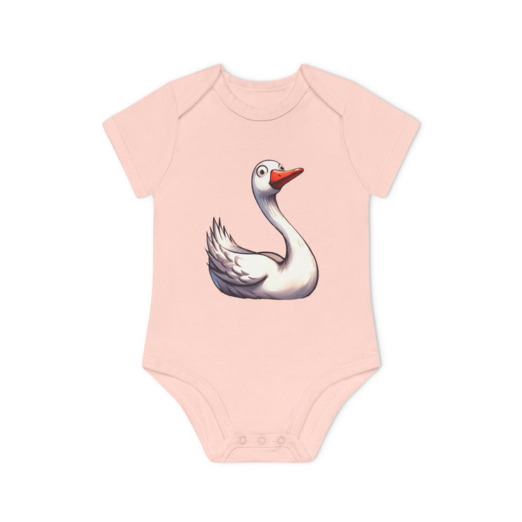 SnuggleNest Organic Baby Bodysuit (Short Sleeves) Swan