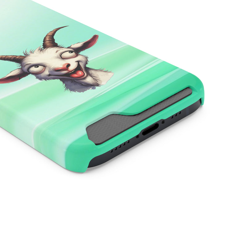 EnchantGuard Phone Case with Card Holder: Style Meets Functionality - Goat