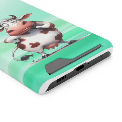 EnchantGuard Phone Case with Card Holder: Style Meets Functionality - Cow