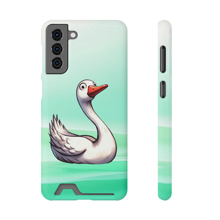 EnchantGuard Phone Case with Card Holder: Style Meets Functionality - Swan