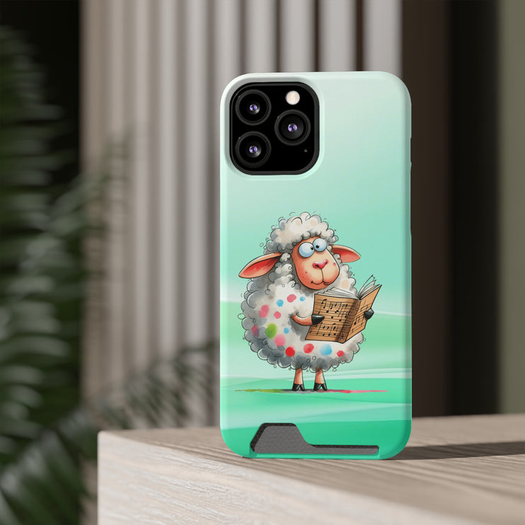 EnchantGuard Phone Case with Card Holder: Style Meets Functionality - Sheep