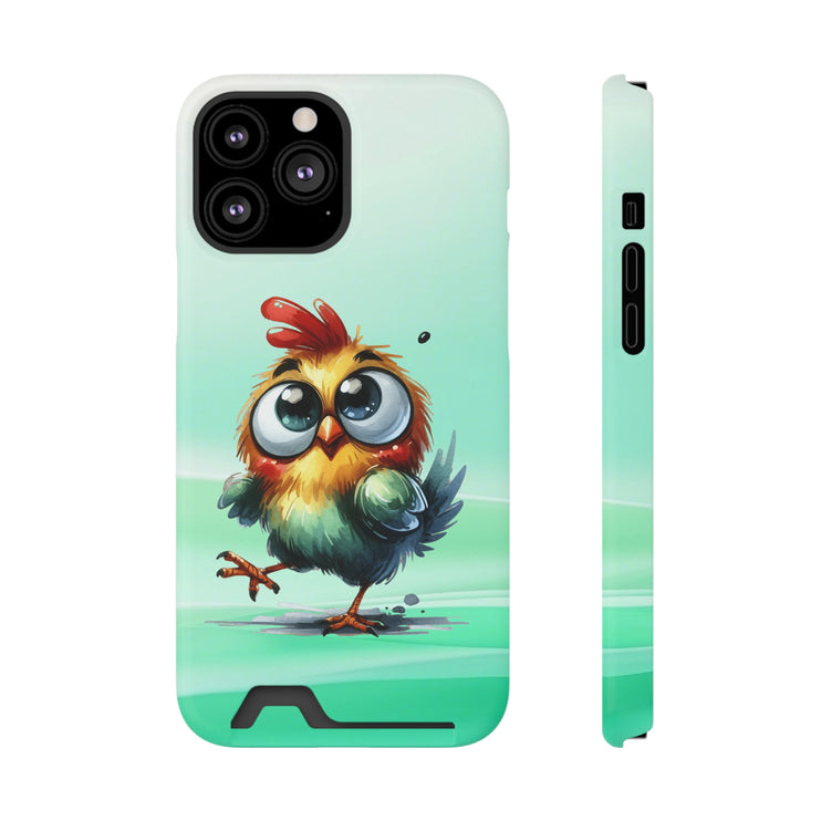 EnchantGuard Phone Case with Card Holder: Style Meets Functionality - Chicken