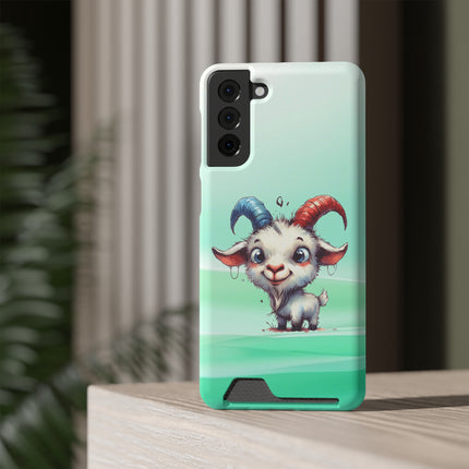 EnchantGuard Phone Case with Card Holder: Style Meets Functionality - Goat