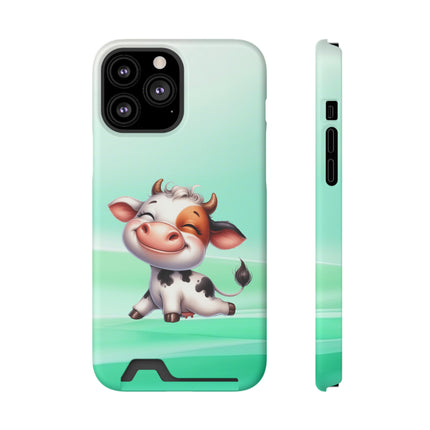 EnchantGuard Phone Case with Card Holder: Style Meets Functionality - Cow