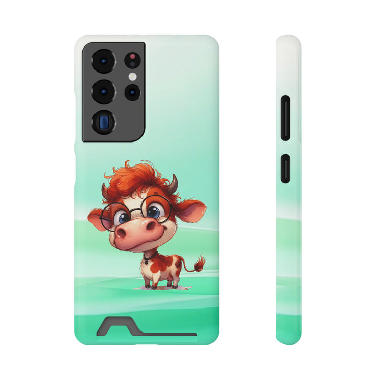 EnchantGuard Phone Case with Card Holder: Style Meets Functionality - Cow