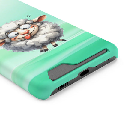 EnchantGuard Phone Case with Card Holder: Style Meets Functionality - Sheep