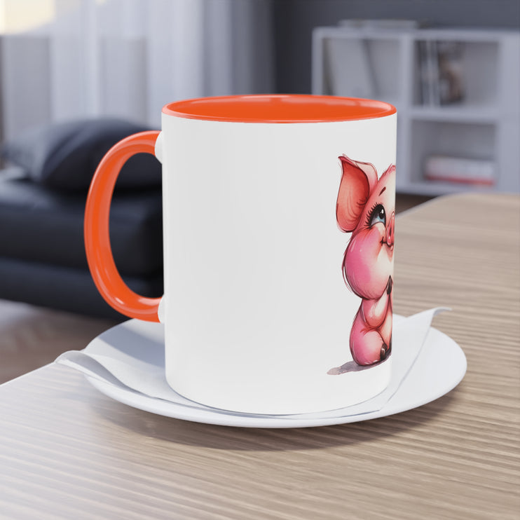 Harmony Two-Tone Coffee Mug: Sip in Style, Revel in Comfort - Pig