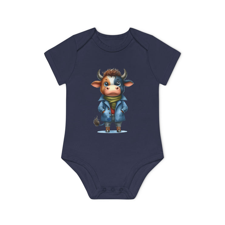 SnuggleNest Organic Baby Bodysuit (Short Sleeves) Cow