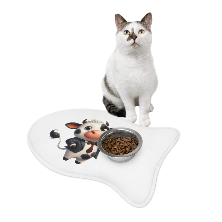 CharmPaws Pet Feeding Mats: Keep Mealtime Mess-Free & Stylish! - Cow