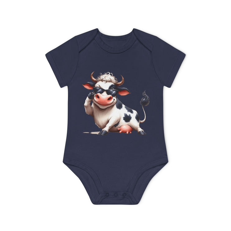 SnuggleNest Organic Baby Bodysuit (Short Sleeves) Cow