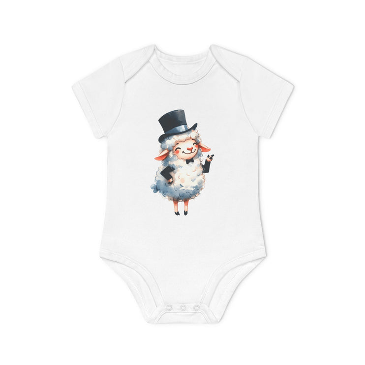 SnuggleNest Organic Baby Bodysuit (Short Sleeves) Sheep