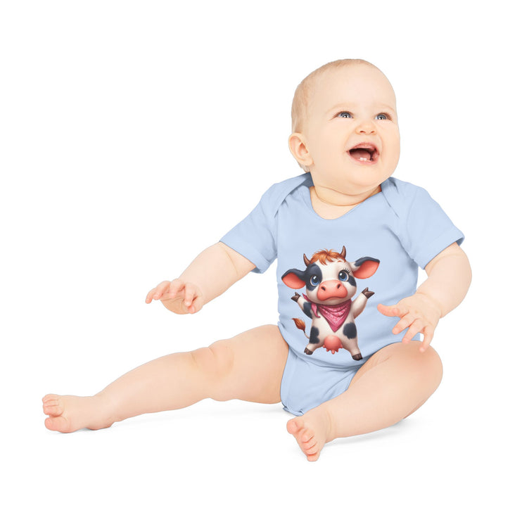 SnuggleNest Organic Baby Bodysuit (Short Sleeves) Cow