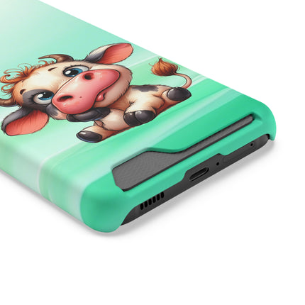 EnchantGuard Phone Case with Card Holder: Style Meets Functionality - Cow