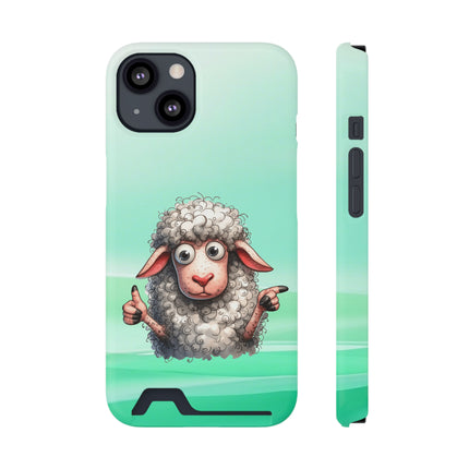 EnchantGuard Phone Case with Card Holder: Style Meets Functionality - Sheep