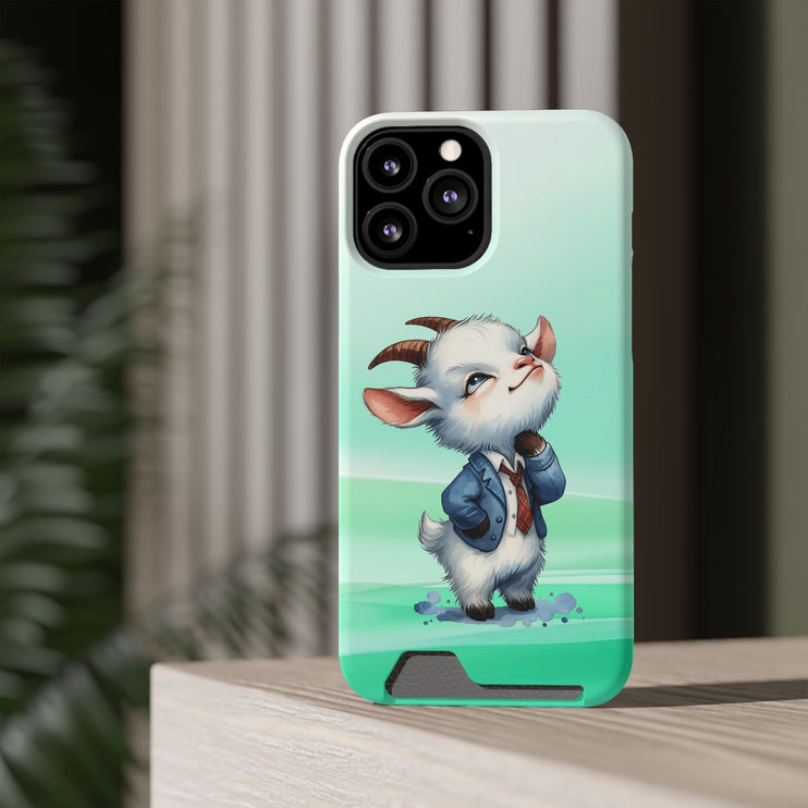 EnchantGuard Phone Case with Card Holder: Style Meets Functionality - Goat