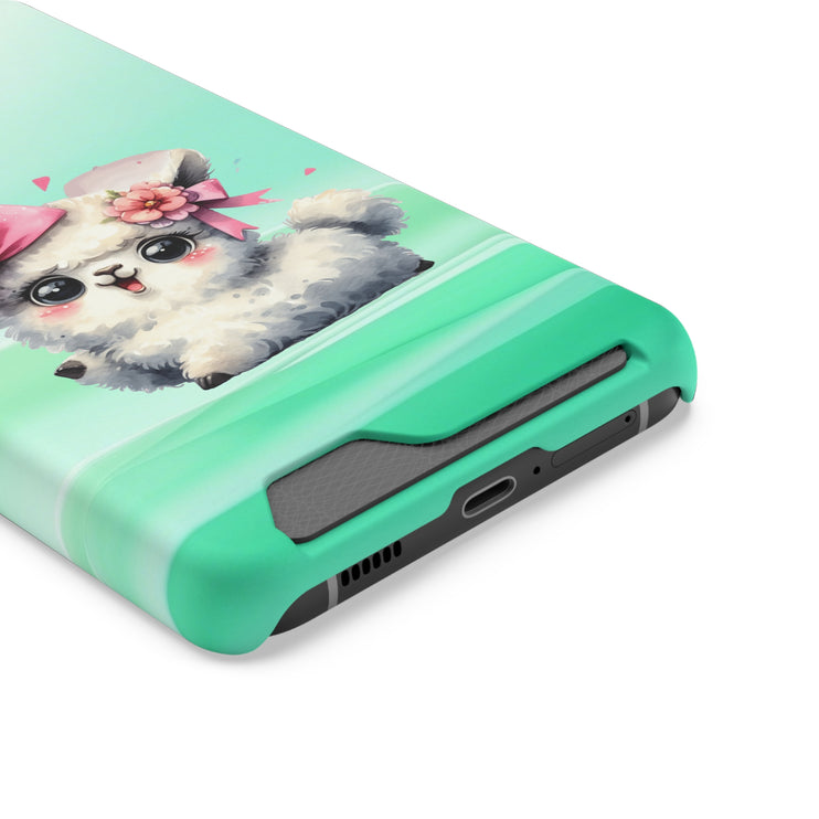 EnchantGuard Phone Case with Card Holder: Style Meets Functionality - Sheep