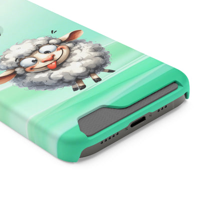 EnchantGuard Phone Case with Card Holder: Style Meets Functionality - Sheep