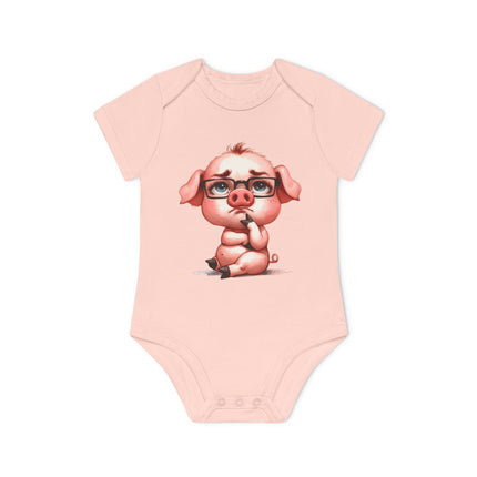 SnuggleNest Organic Baby Bodysuit (Short Sleeves) Pig