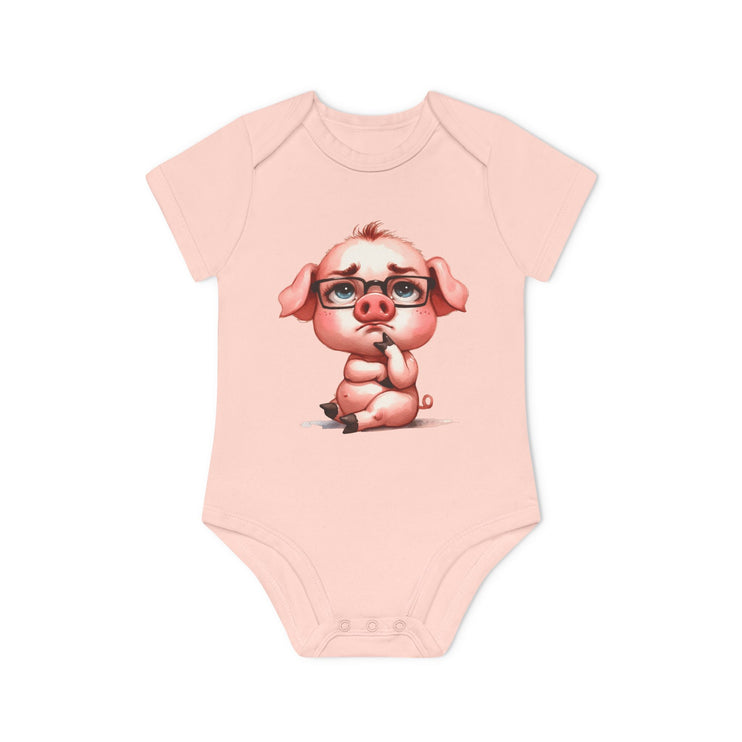 SnuggleNest Organic Baby Bodysuit (Short Sleeves) Pig