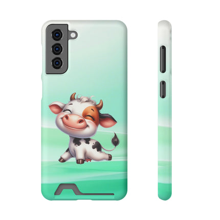 EnchantGuard Phone Case with Card Holder: Style Meets Functionality - Cow