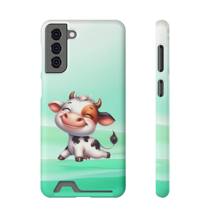 EnchantGuard Phone Case with Card Holder: Style Meets Functionality - Cow