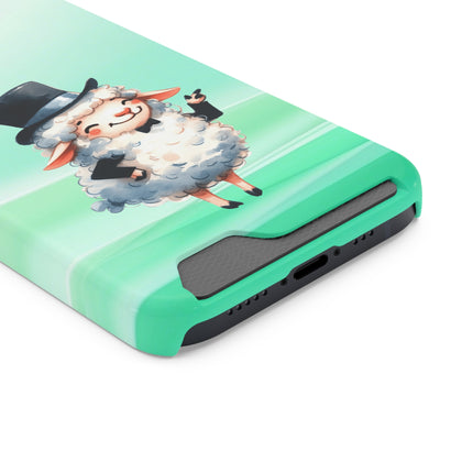 EnchantGuard Phone Case with Card Holder: Style Meets Functionality - Sheep