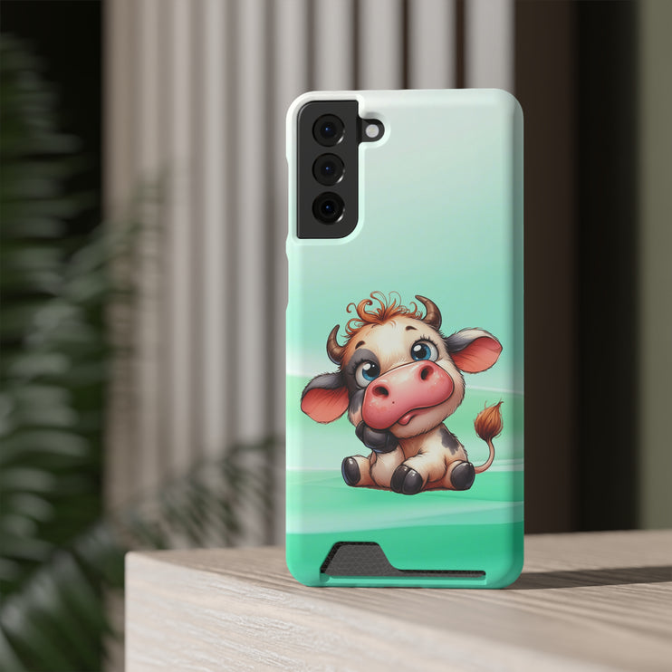 EnchantGuard Phone Case with Card Holder: Style Meets Functionality - Cow