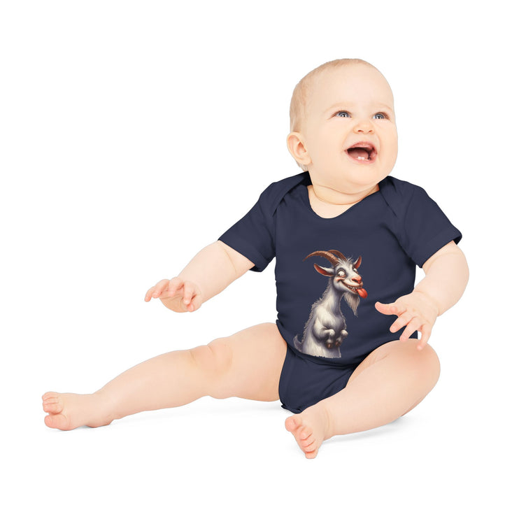 SnuggleNest Organic Baby Bodysuit (Short Sleeves) Goat