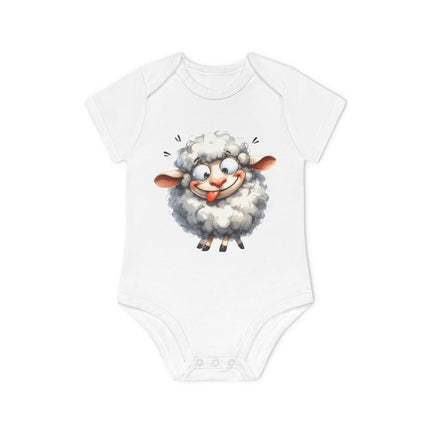 SnuggleNest Organic Baby Bodysuit (Short Sleeves) Sheep