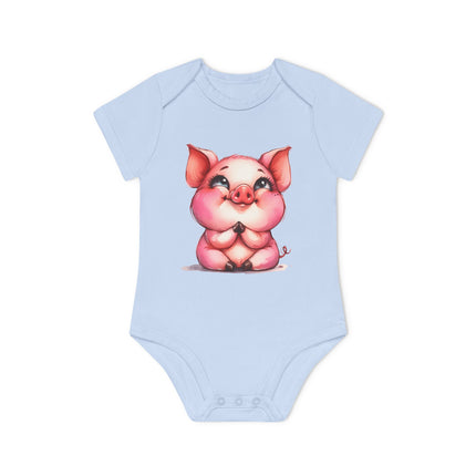 SnuggleNest Organic Baby Bodysuit (Short Sleeves) Pig