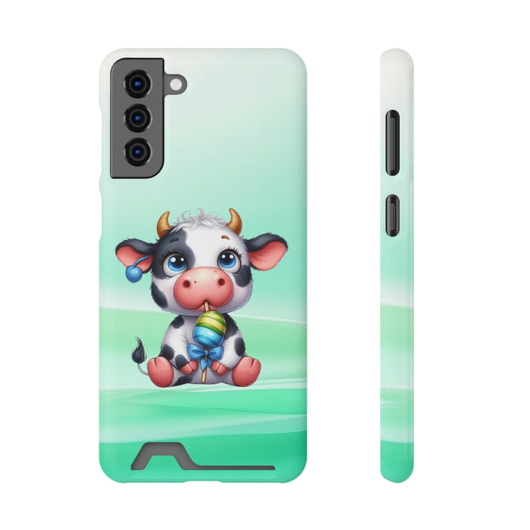 EnchantGuard Phone Case with Card Holder: Style Meets Functionality - Cow